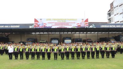 Pamatwil didampingi Kapolres Mojokerto Kota Pimpin Apel Serpas Pengamanan TPS Pilkada 2024 