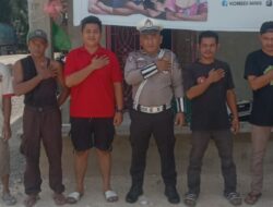 Polantas Sosialisasi Keselamatan Berlalu Lintas di Desa Simpang Marbau