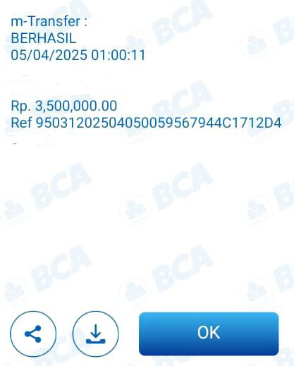 Bukti Transfer DS dan SR saat Peristiwa Penggerebekan di Desa Kutogirang, Kecamatan Ngoro, Kabupaten Mojokerto yang Terjadi pada Sabtu, (5/4/2025) dini hari lalu.